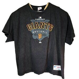 VTG Majestic SF Giants Faded Black MLB Authentic Short Sleeve T-Shirt Sz L/XL*